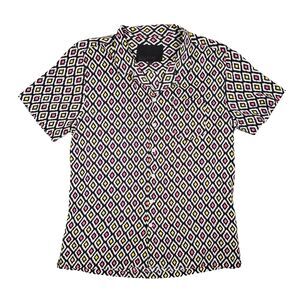 Soul Star Geometric Camp Shirt Mens Medium Black Pink Neon Rave Festival England